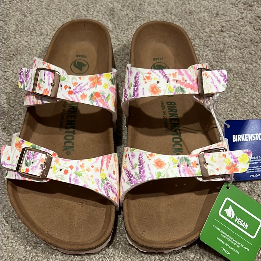 Birkenstock Kids Floral Sandals - Pink and White
